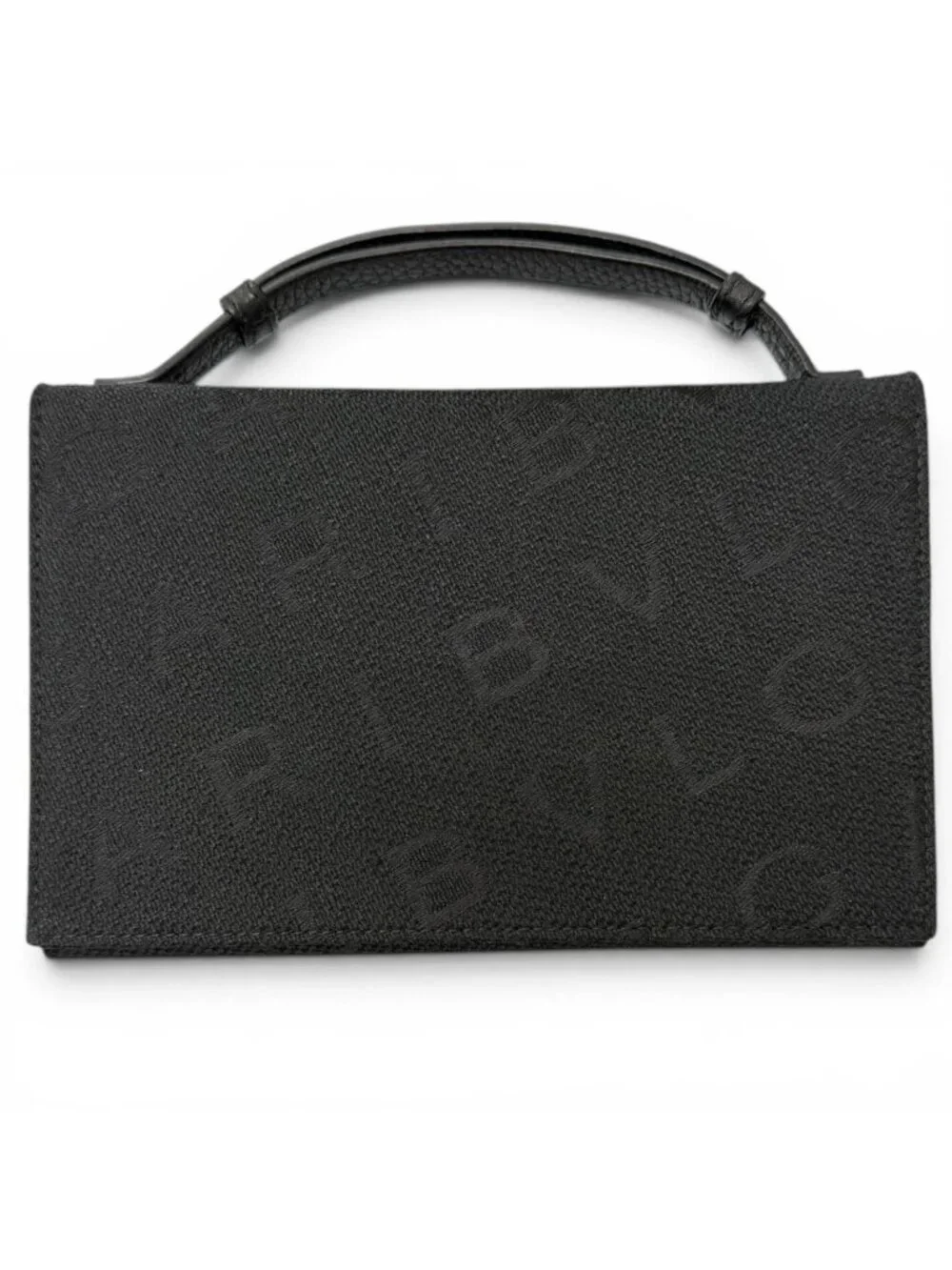 Bvlgari Canvas Leather Logo All Over Print Wallet on Chain Black Shoulder Bag